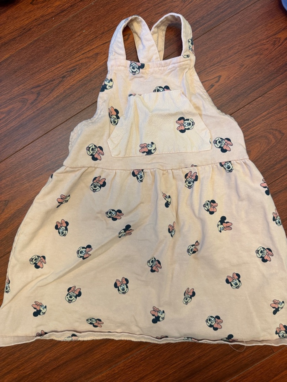 Zara Pink Minnie Mouse Print Pinafore Dress